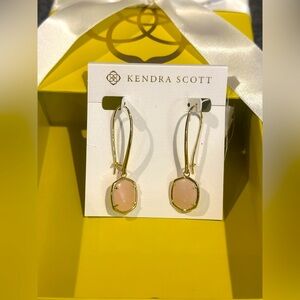 Daphne Gold Wire Drop Earrings in Rose Quartz
